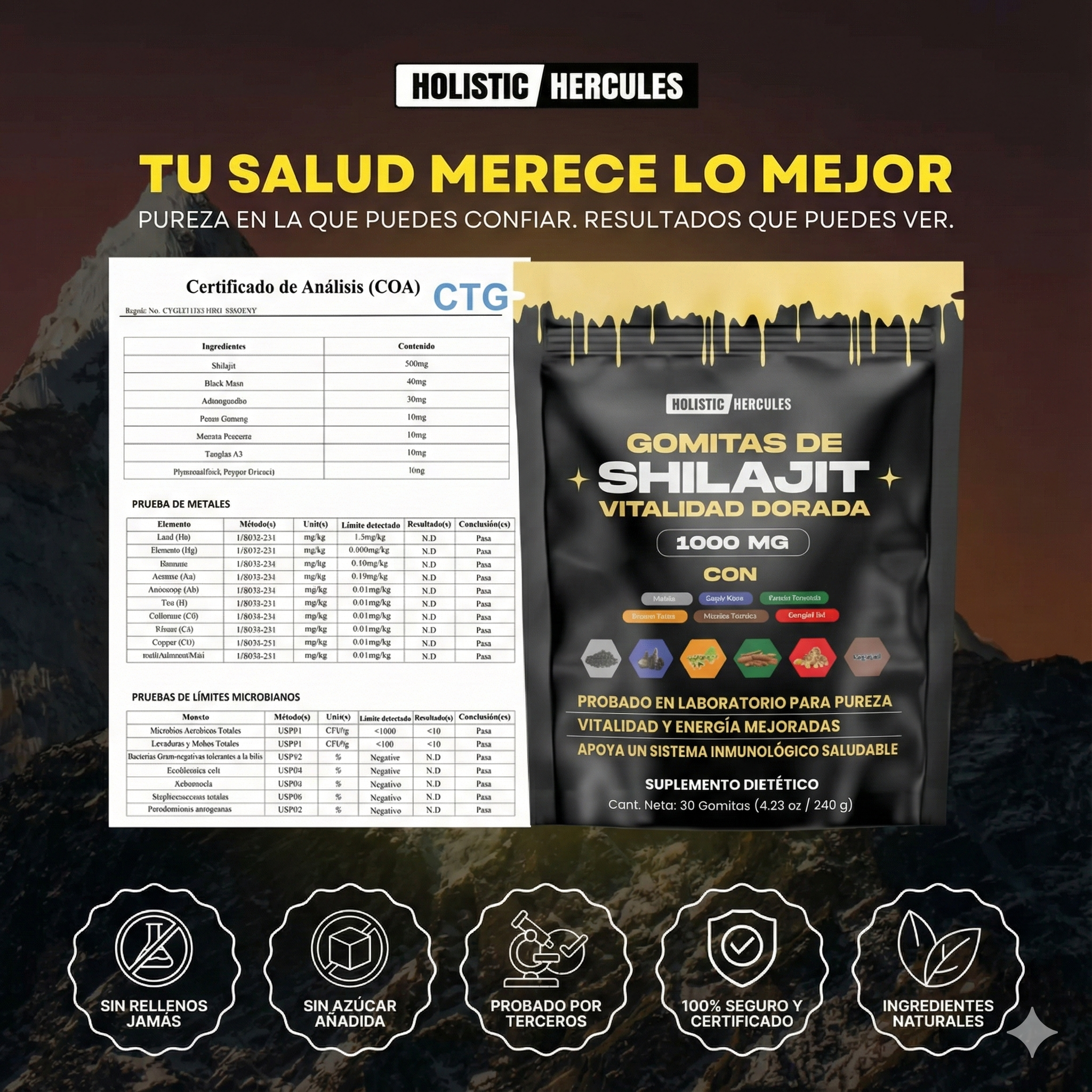 Gomas Shilajit, Energia y Vitalidad